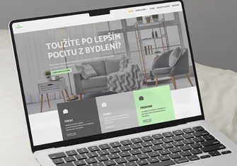 Mockup s webovou stránkou, kompletní návrh a spuštění webu.